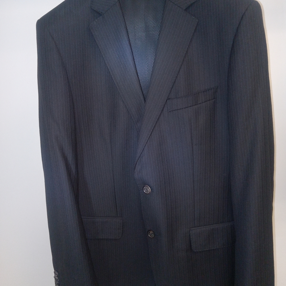 Hugo Boss Men's Dark Gray With Blue Pinstripe Two-Button Suit (Jacket and Pants)